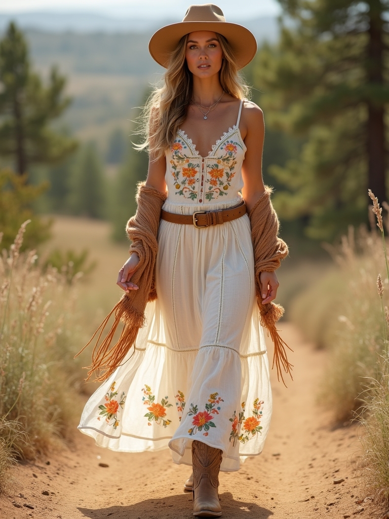 embroidered dress western boots