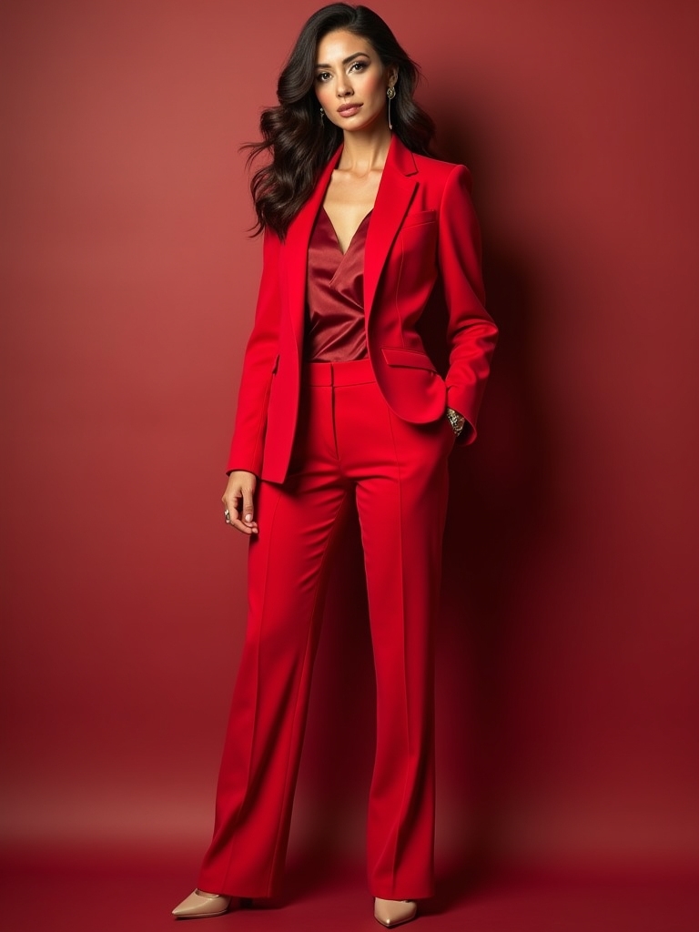 empowered red suit styling