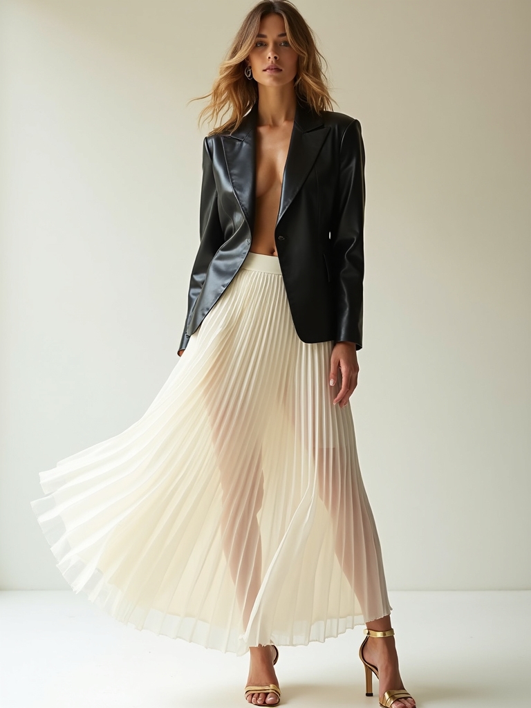 leather pleats texture balance