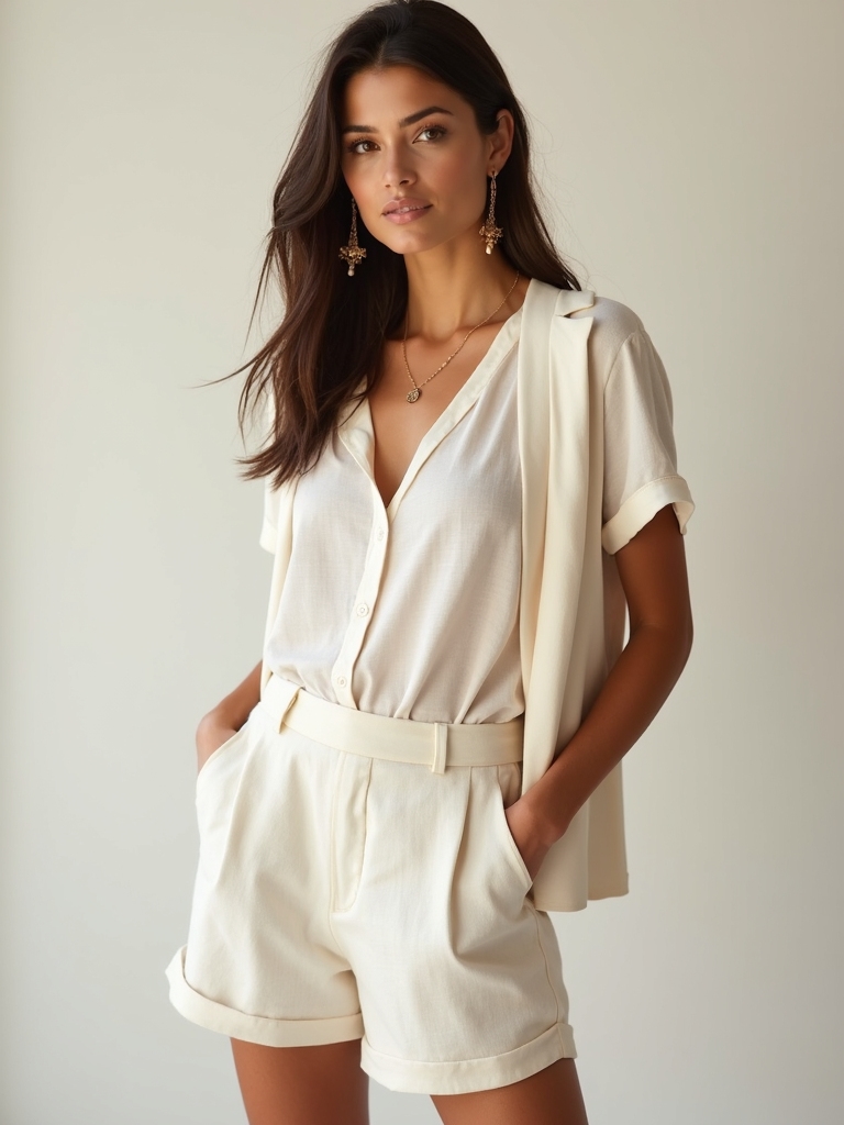 linen shorts light tops