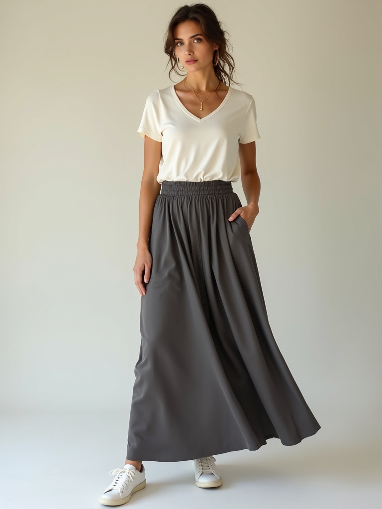 maxi skirt fitted tee