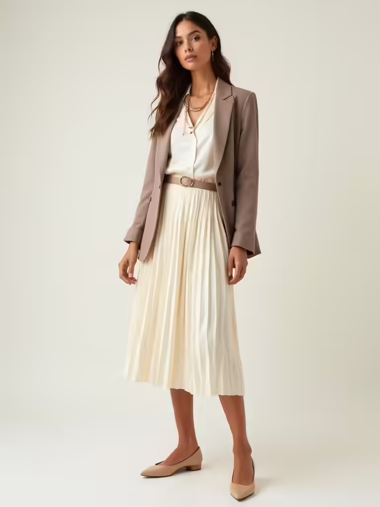 pleated skirt workweek styling