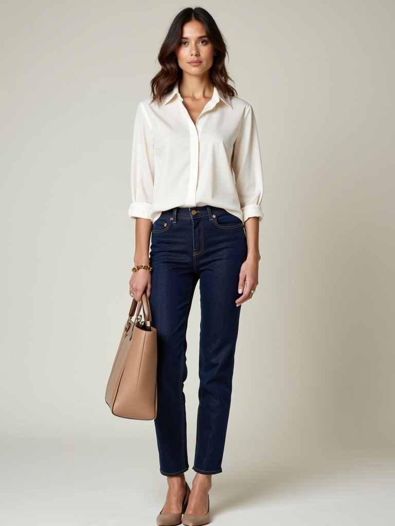polished denim structured top