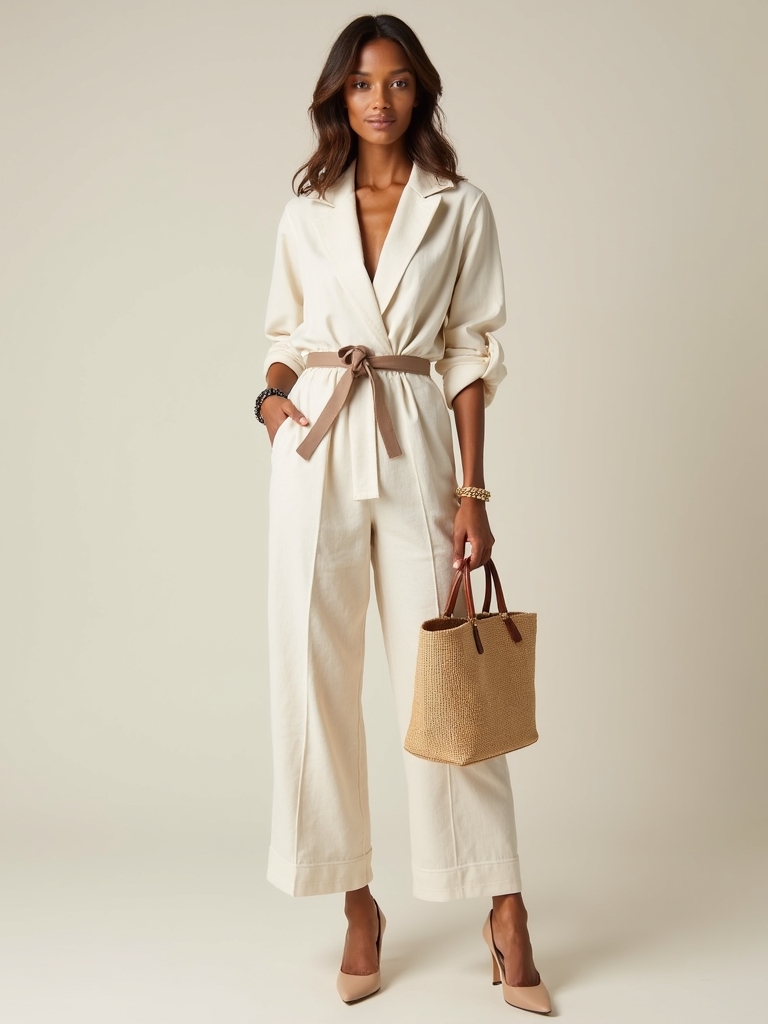 polished linen jumpsuit styling