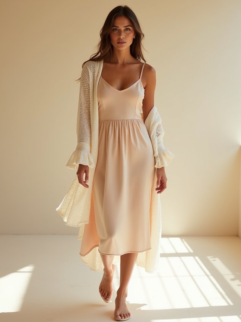 silk dress with cardigan