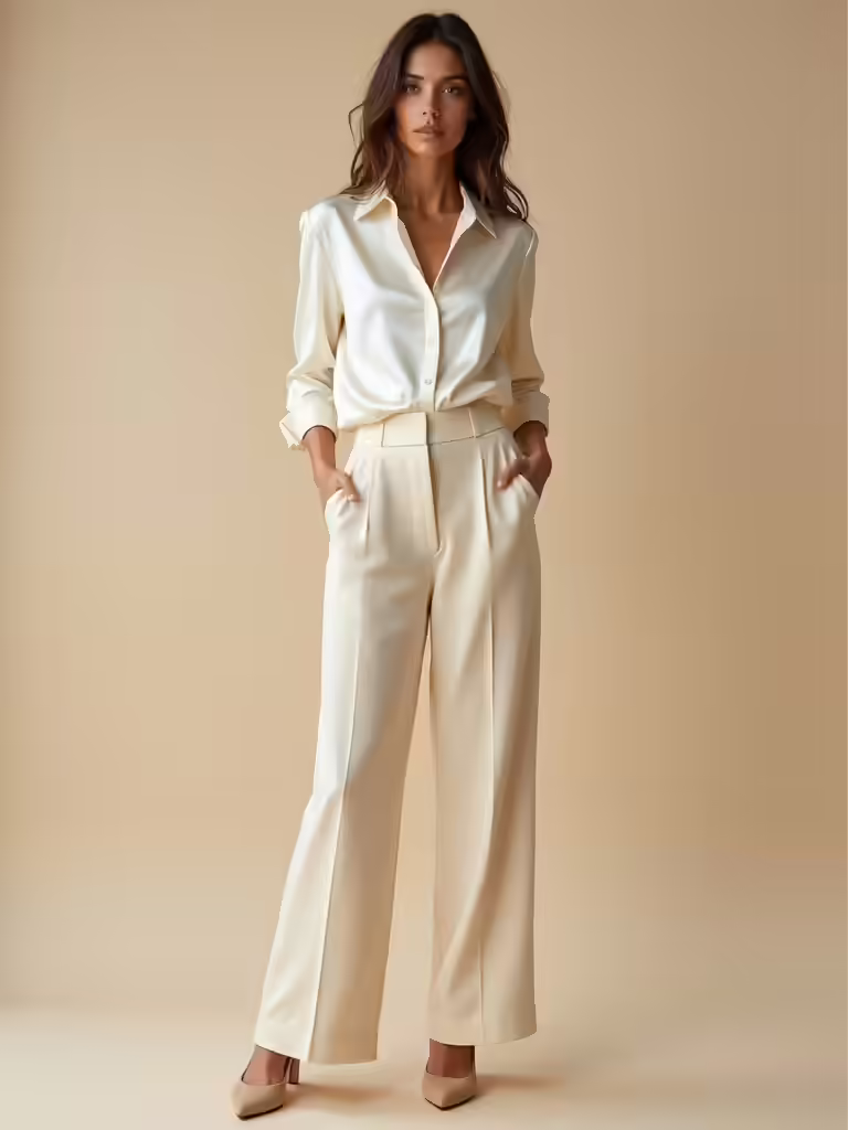 silk top wide leg trousers