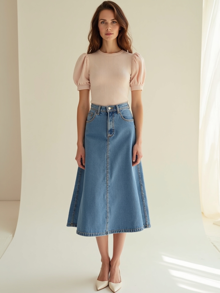 soft knit denim styling