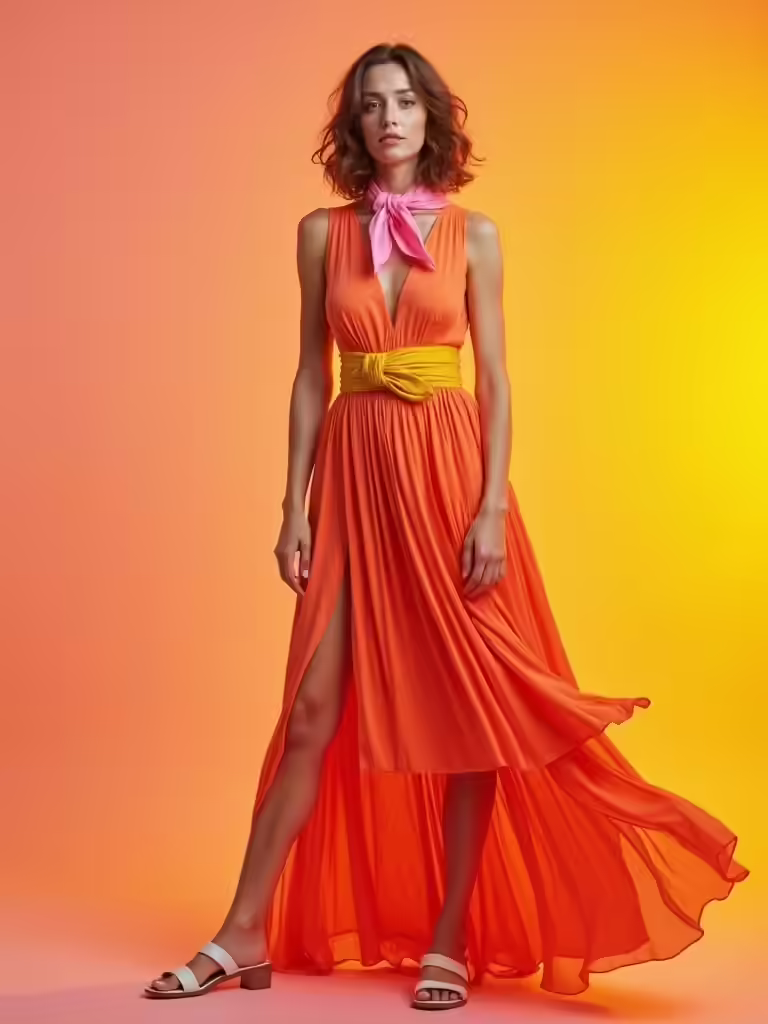 sunset inspired color blocking chic