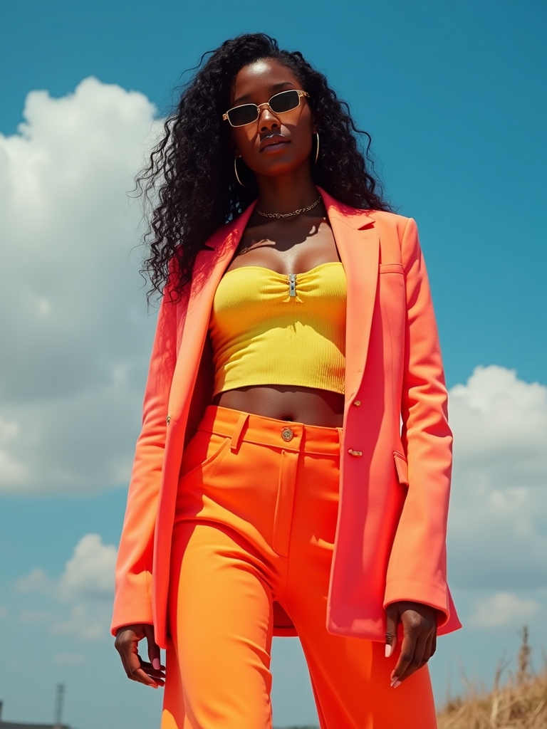 vivid neon color blocking