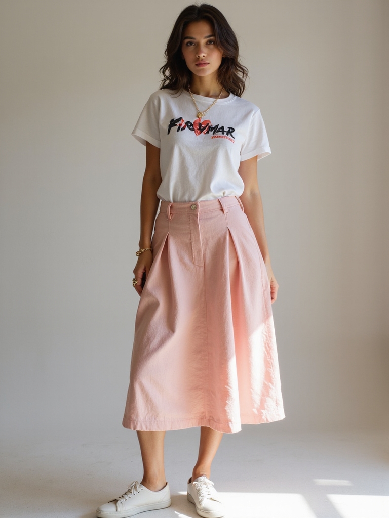 a line skirts with graphic tees