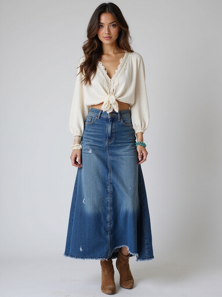 boho chic maxi jean styling
