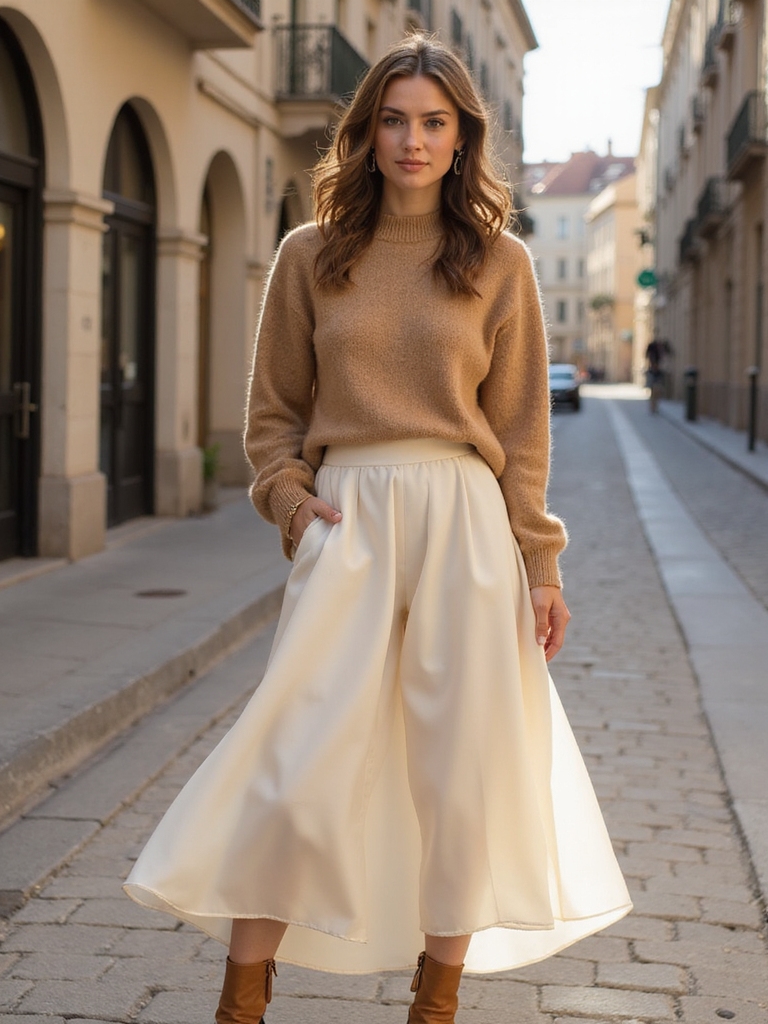 bold layering with midi skirts