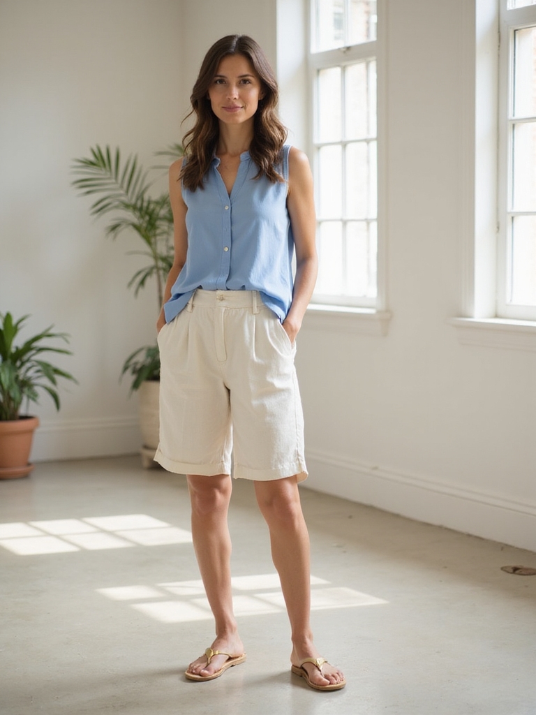 breezy office linen shorts
