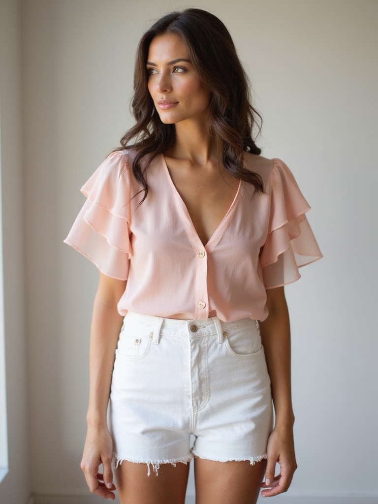 breezy tops high waisted shorts