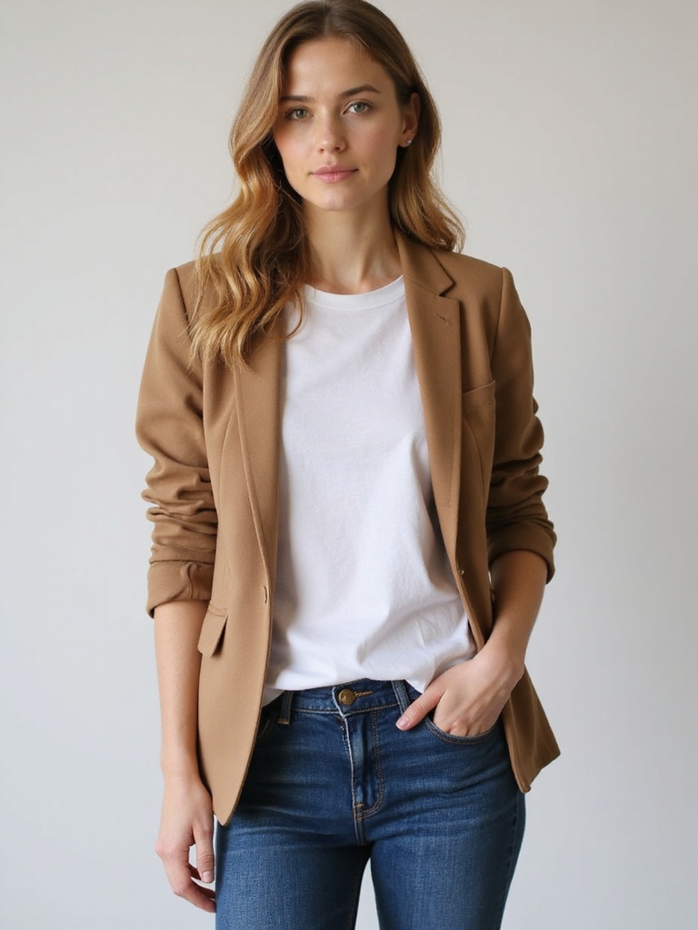 casual blazer tee jeans