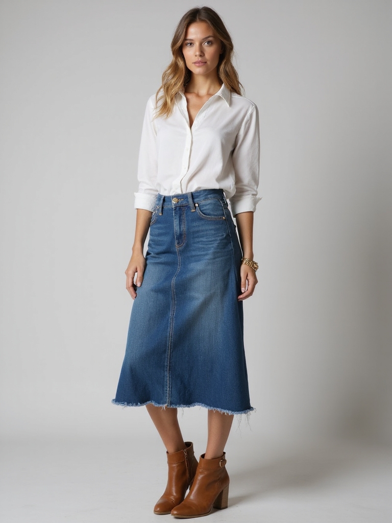 casual blue jean skirt styles