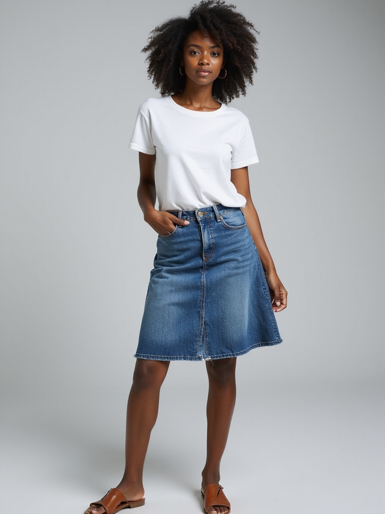 casual jean skirt styling