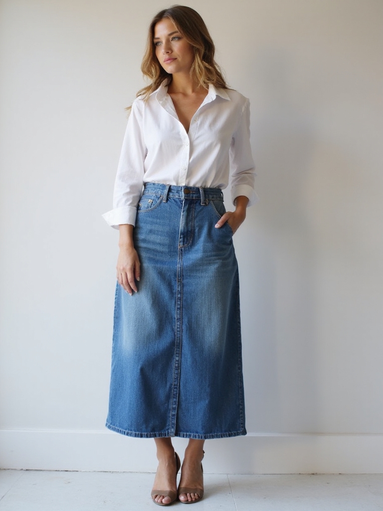 chic denim skirt styles