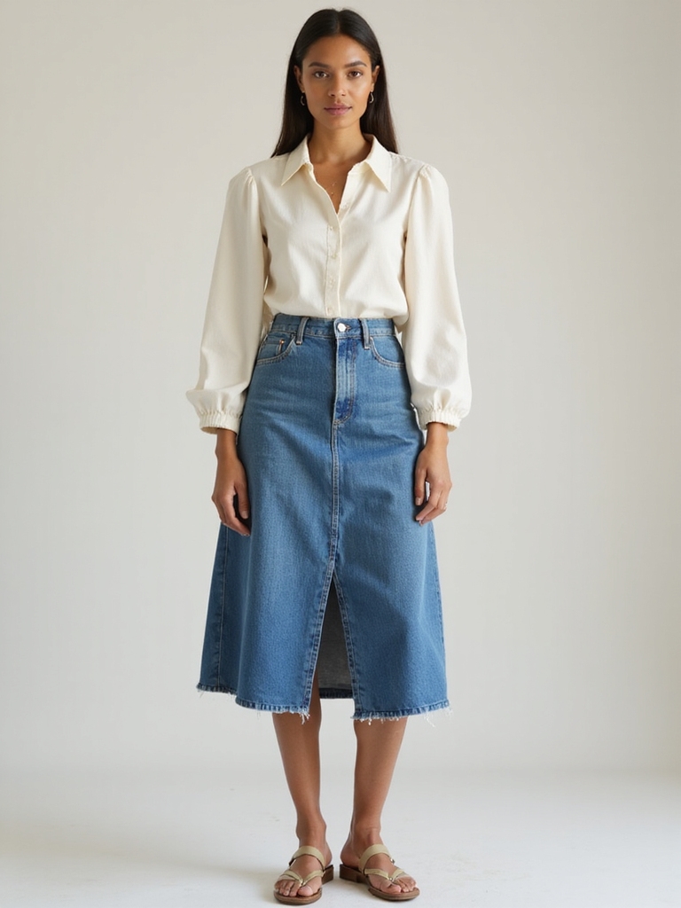 chic denim skirt styling