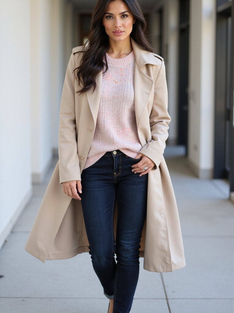 chic trench coat ensemble