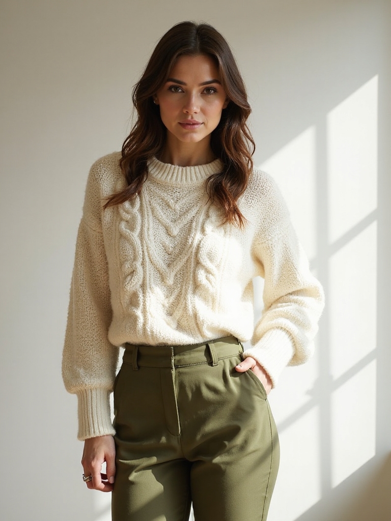chunky knit cropped trousers