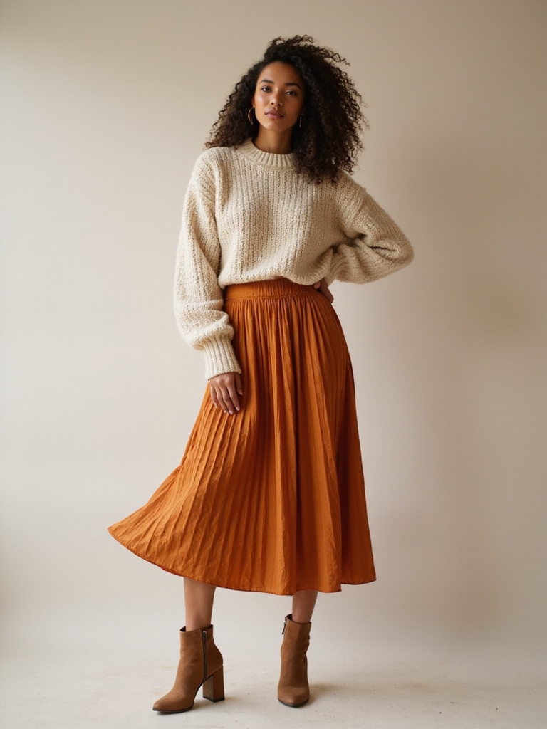chunky sweaters midi skirts