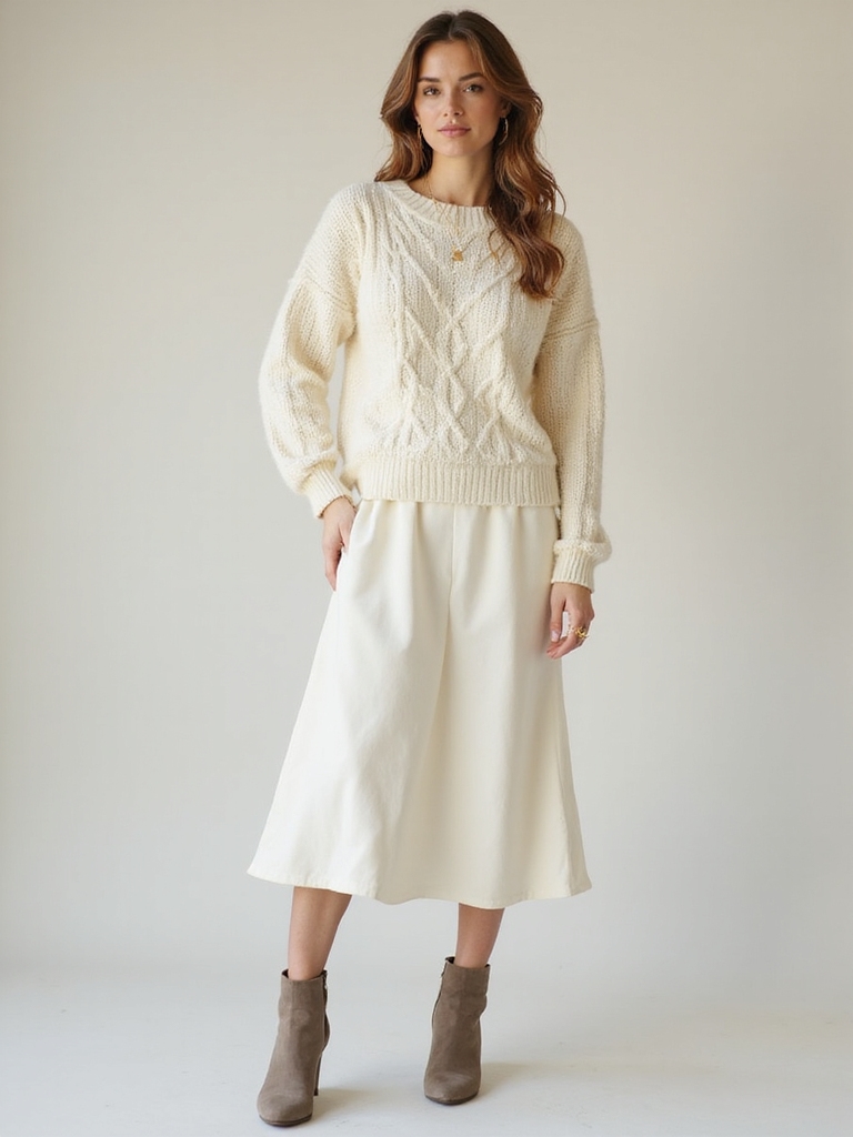 cozy chic white skirt styling