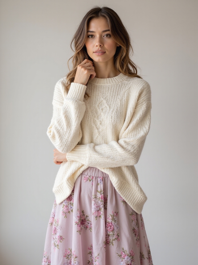 cozy sweater over floral