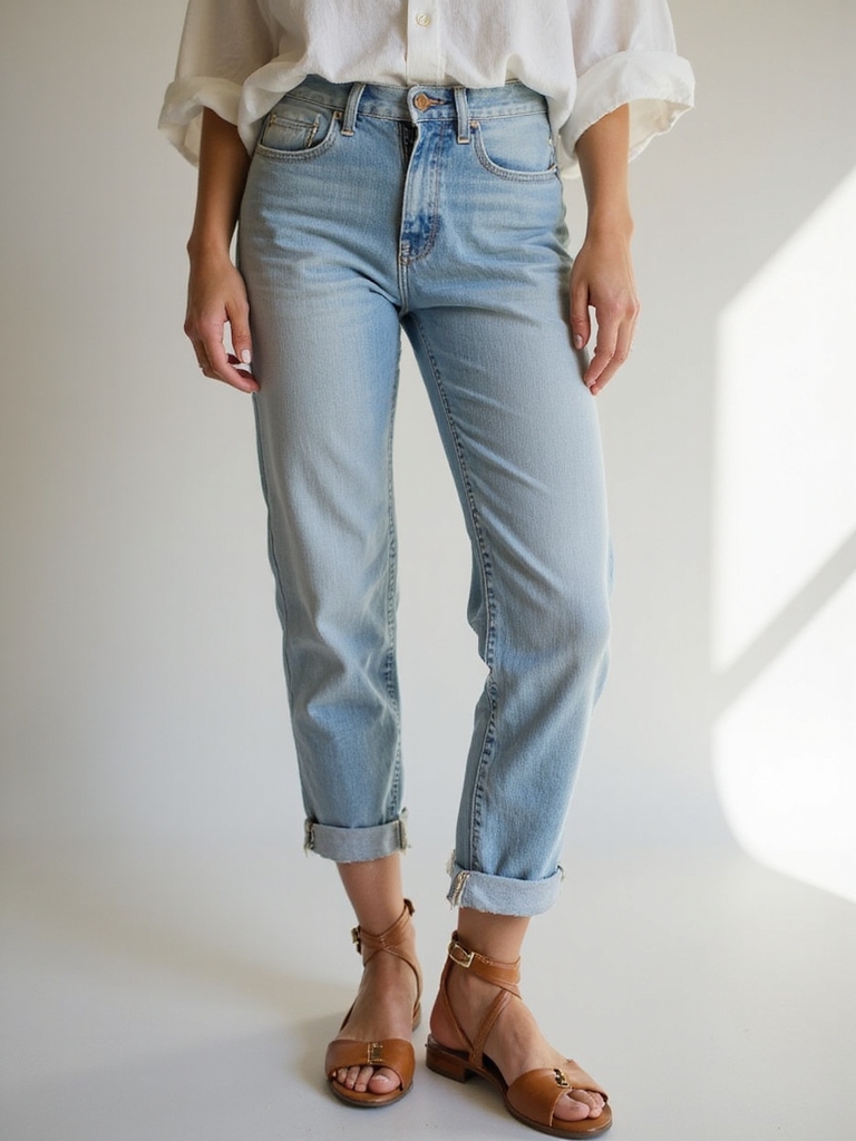 cropped jeans stylish sandals