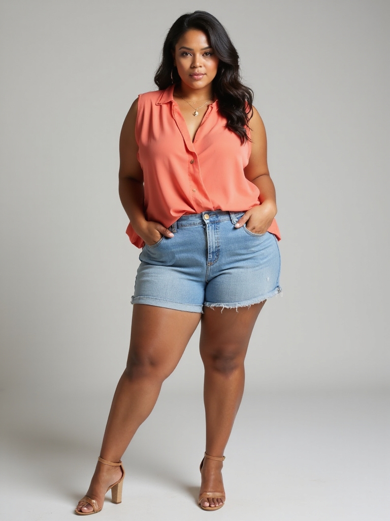 curvy flattering denim shorts