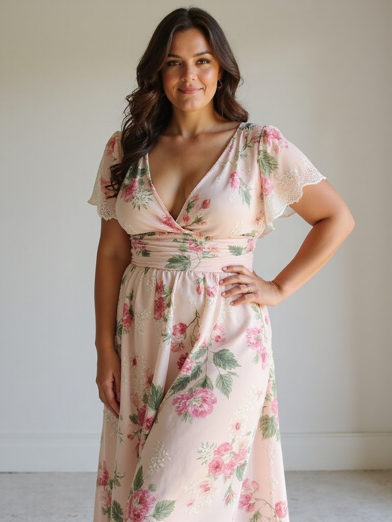 curvy floral midi dresses