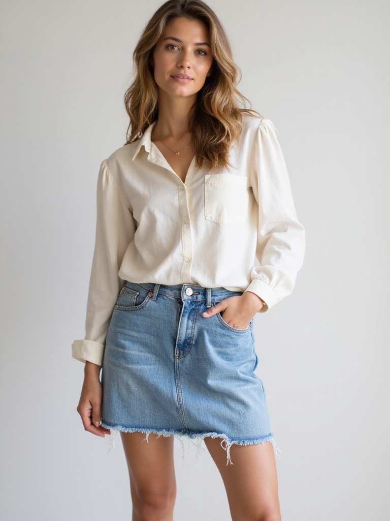 denim skirts casual tops effortless