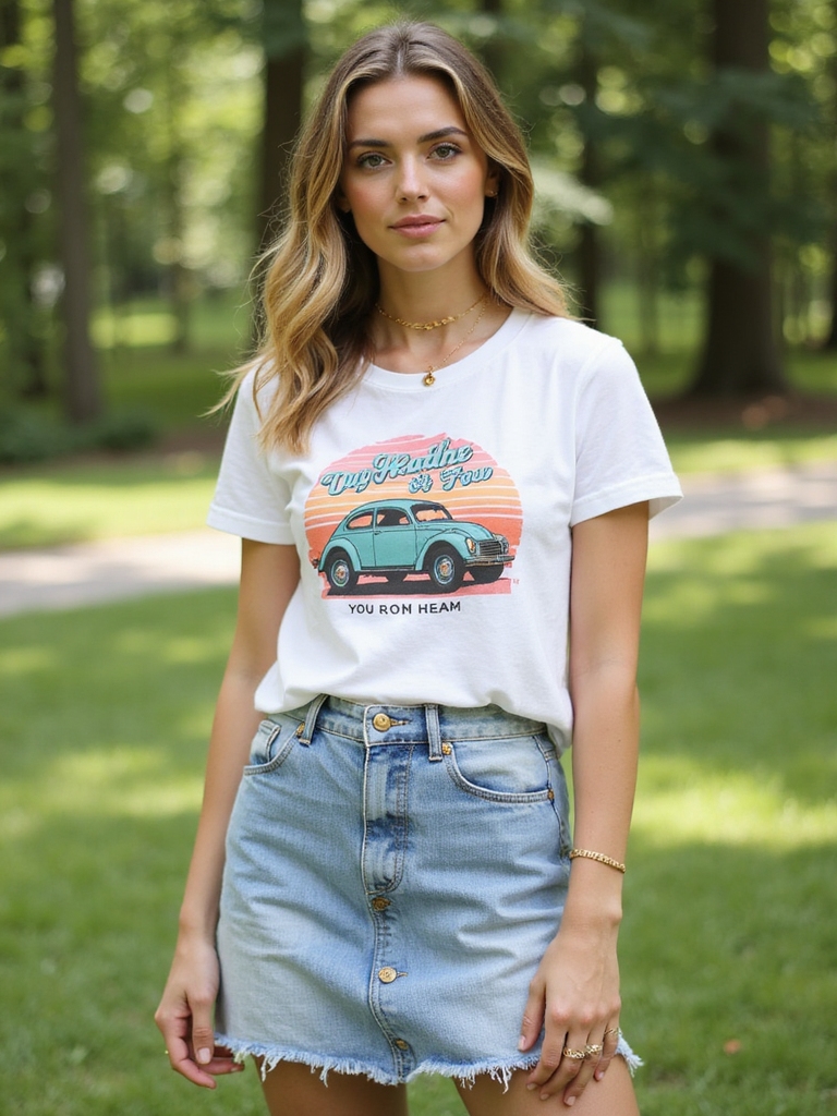 denim skirts graphic tees