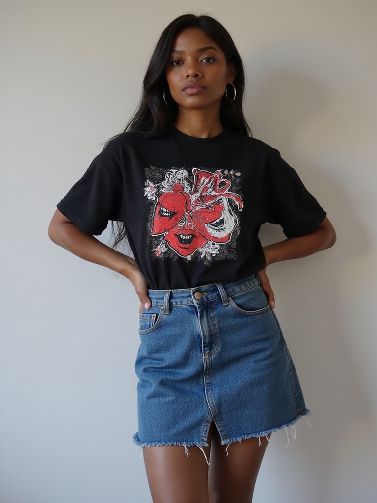 denim skirts with graphic tees
