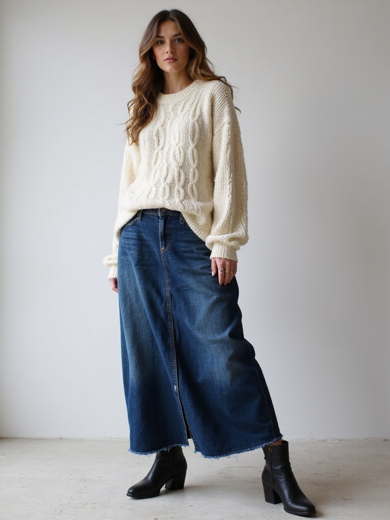 denim skirts with knits