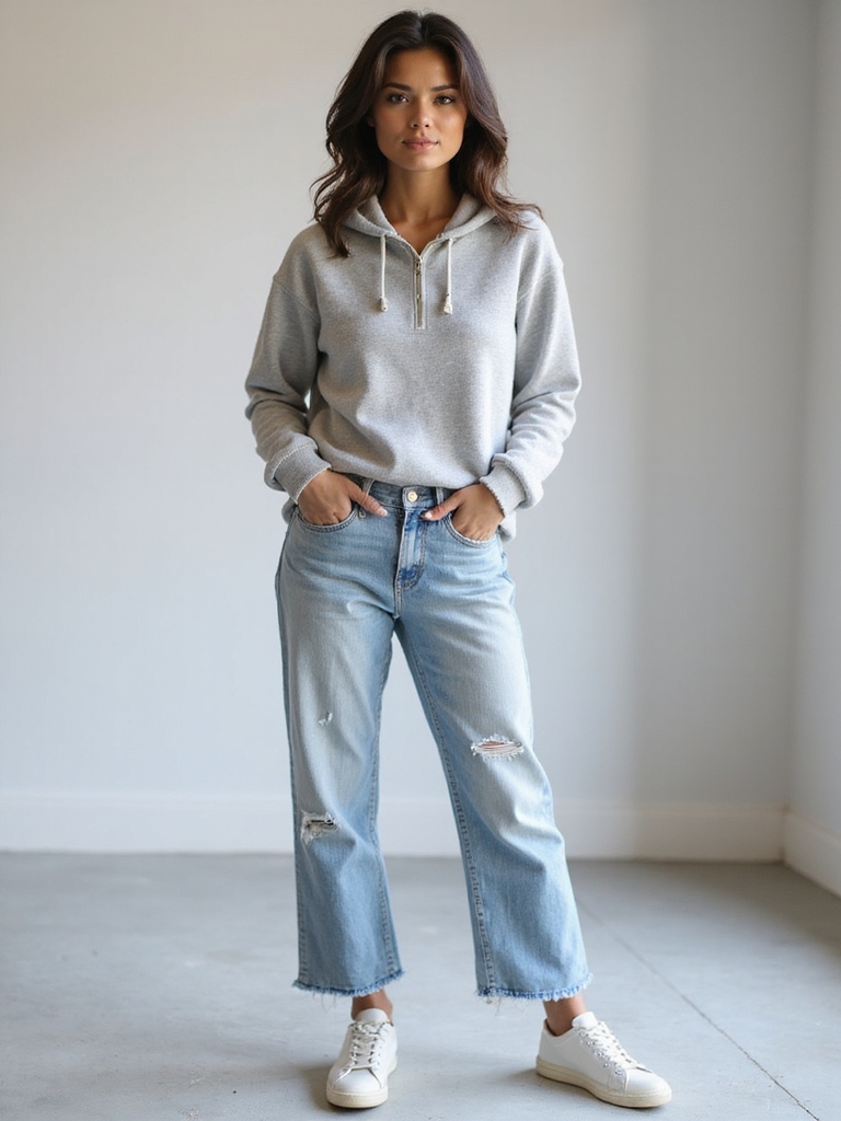 edgy jeans relaxed hoodie