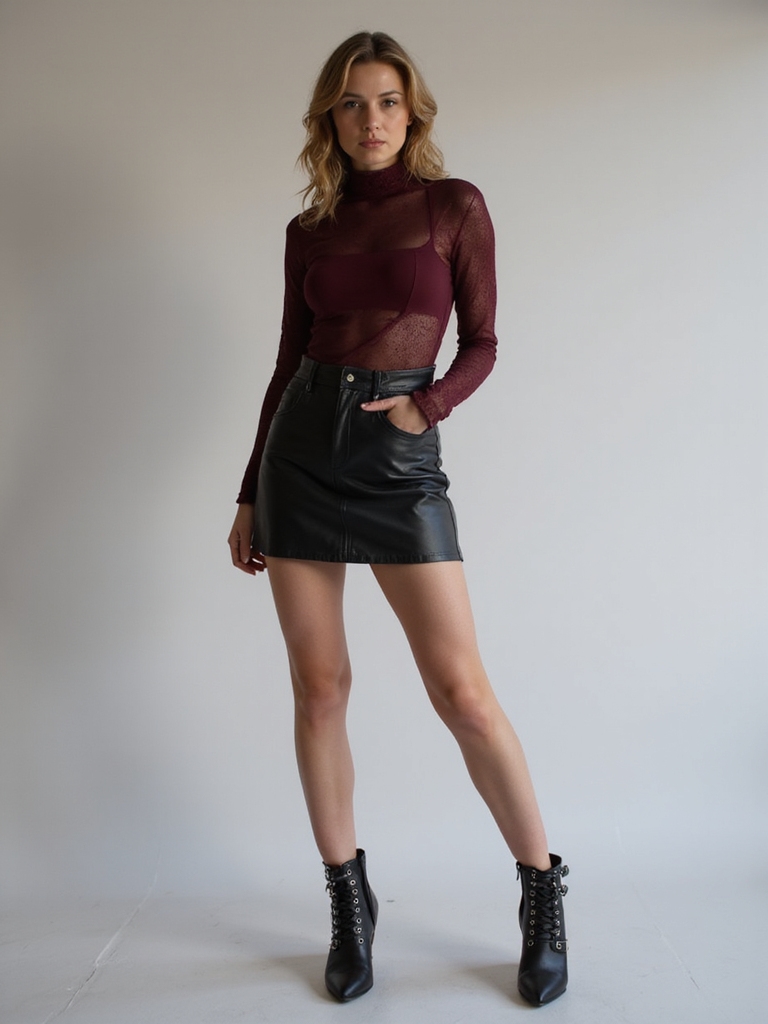 edgy leather mini skirt