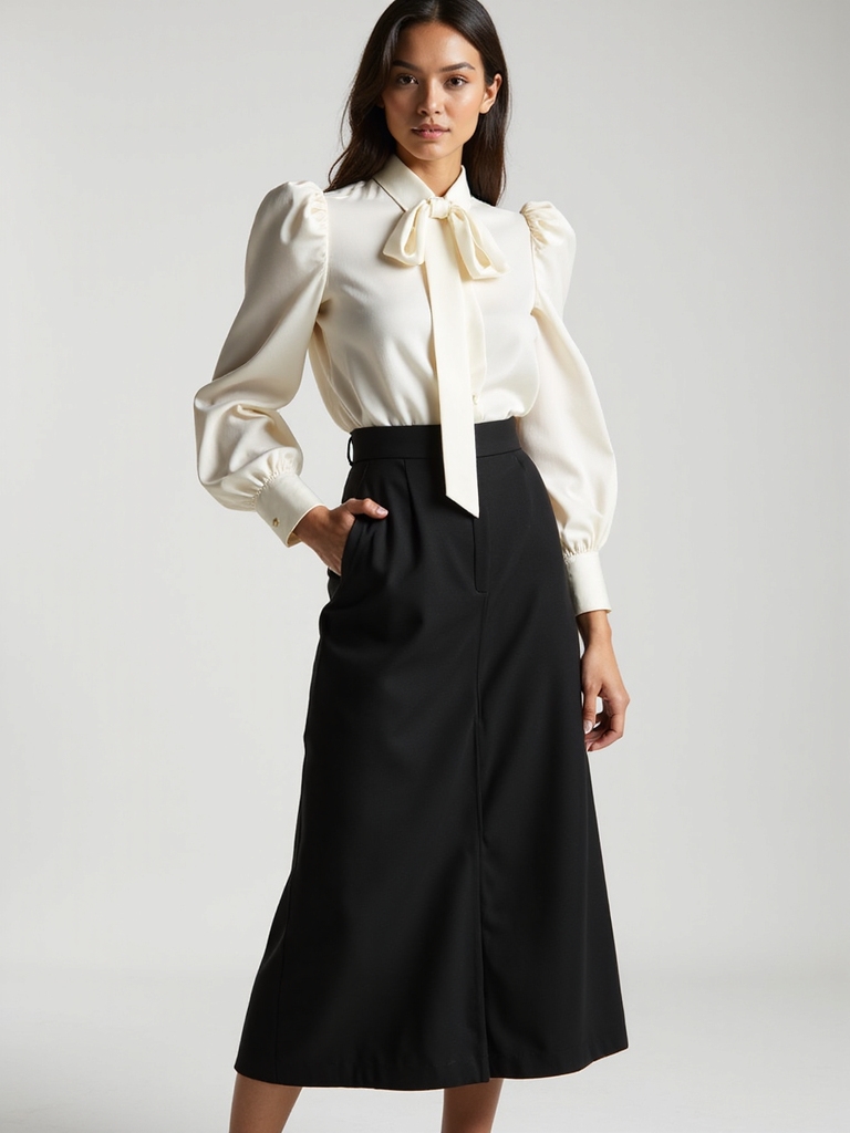 elegant blouse and skirt