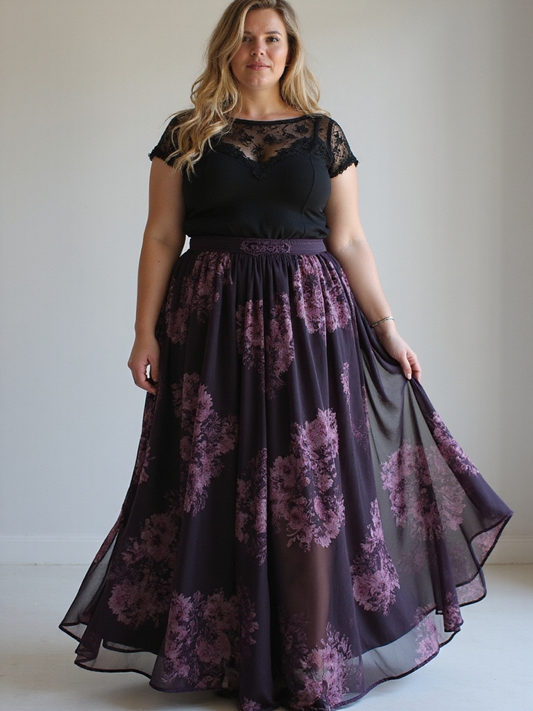 elegant dark floral skirts