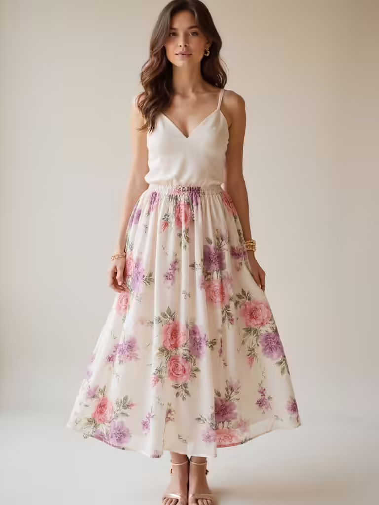 floral skirt garden party