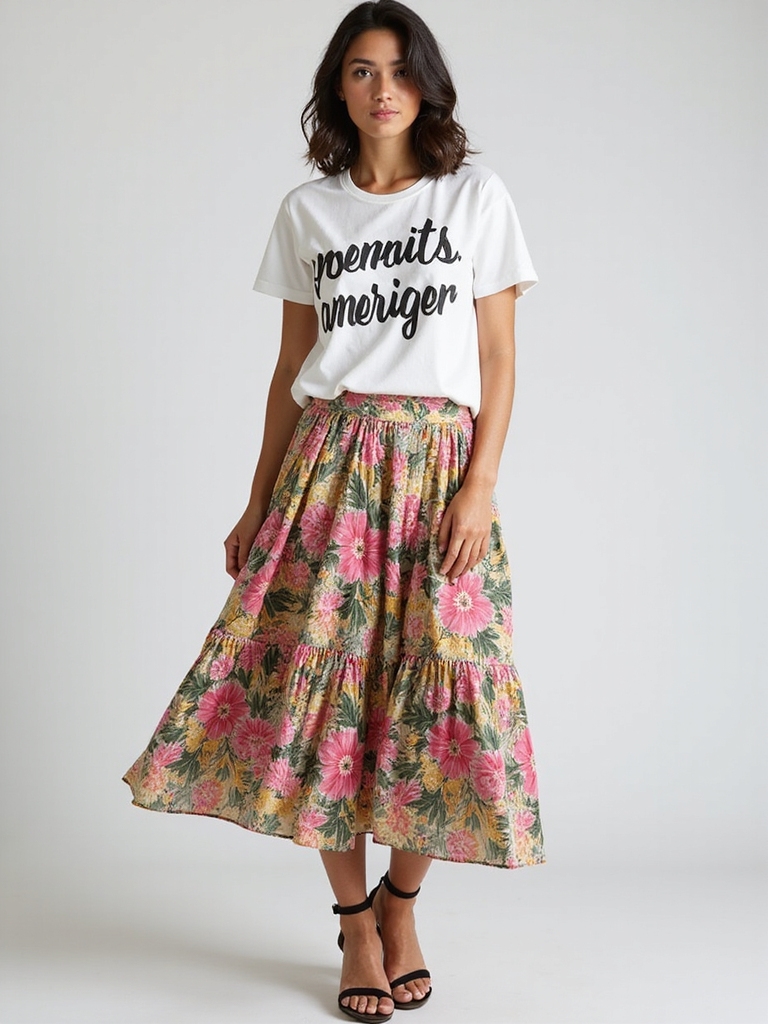 floral skirts graphic tees