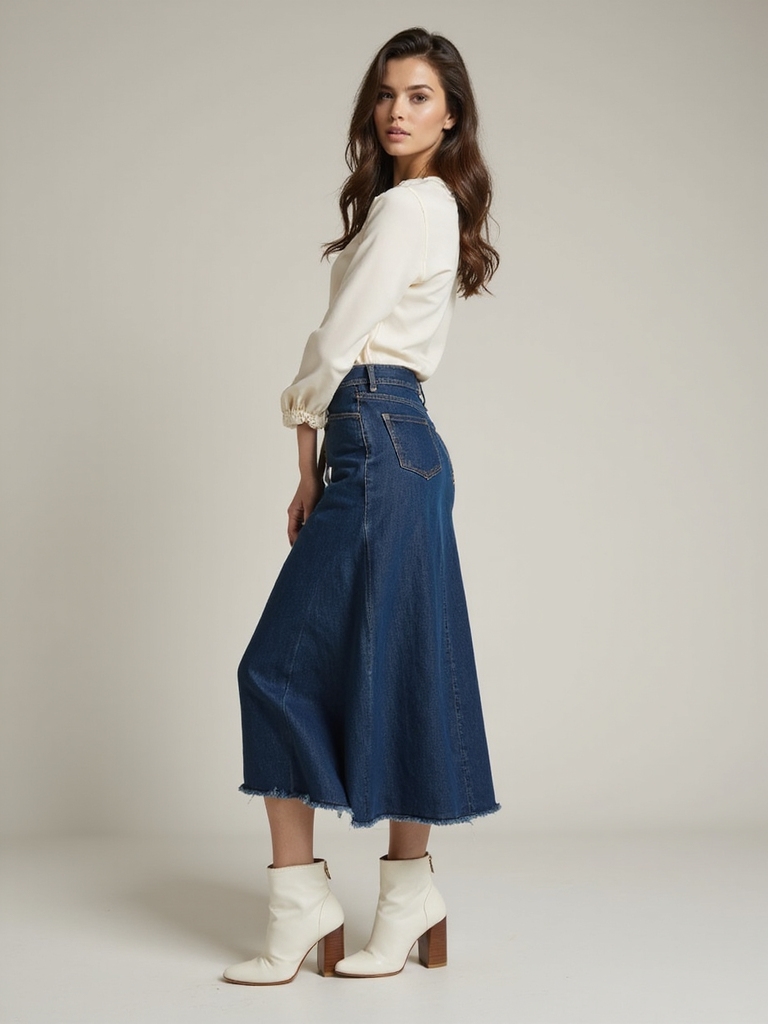 footwear for long jean skirts