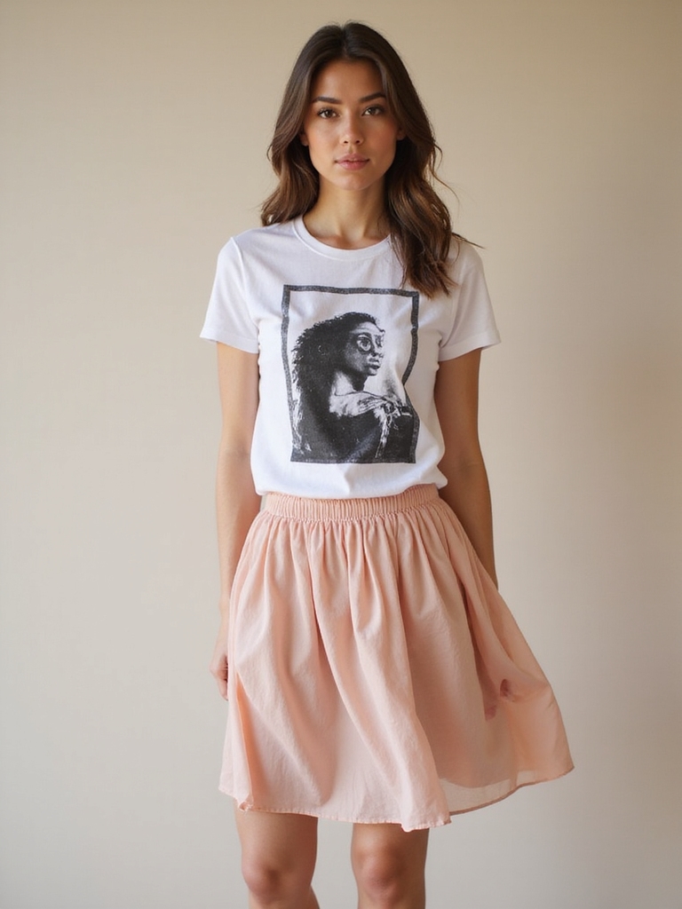 graphic tees and skirts