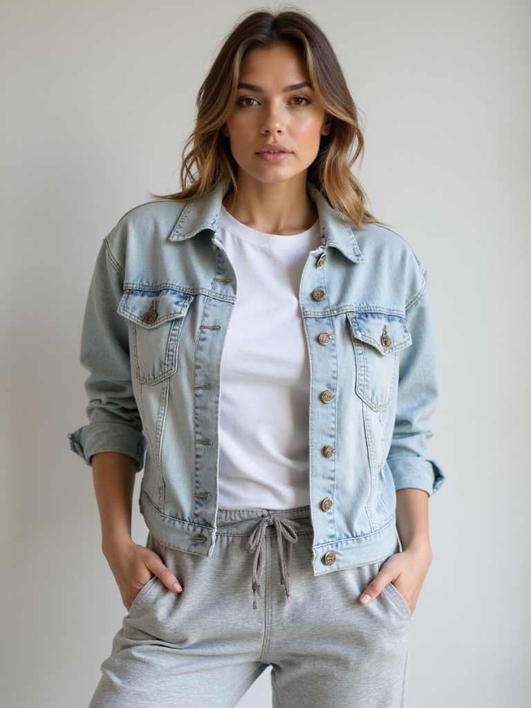 joggers and denim chic