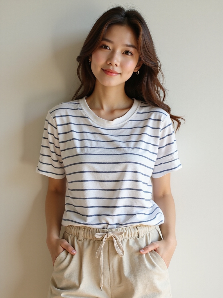 korean striped tees styling