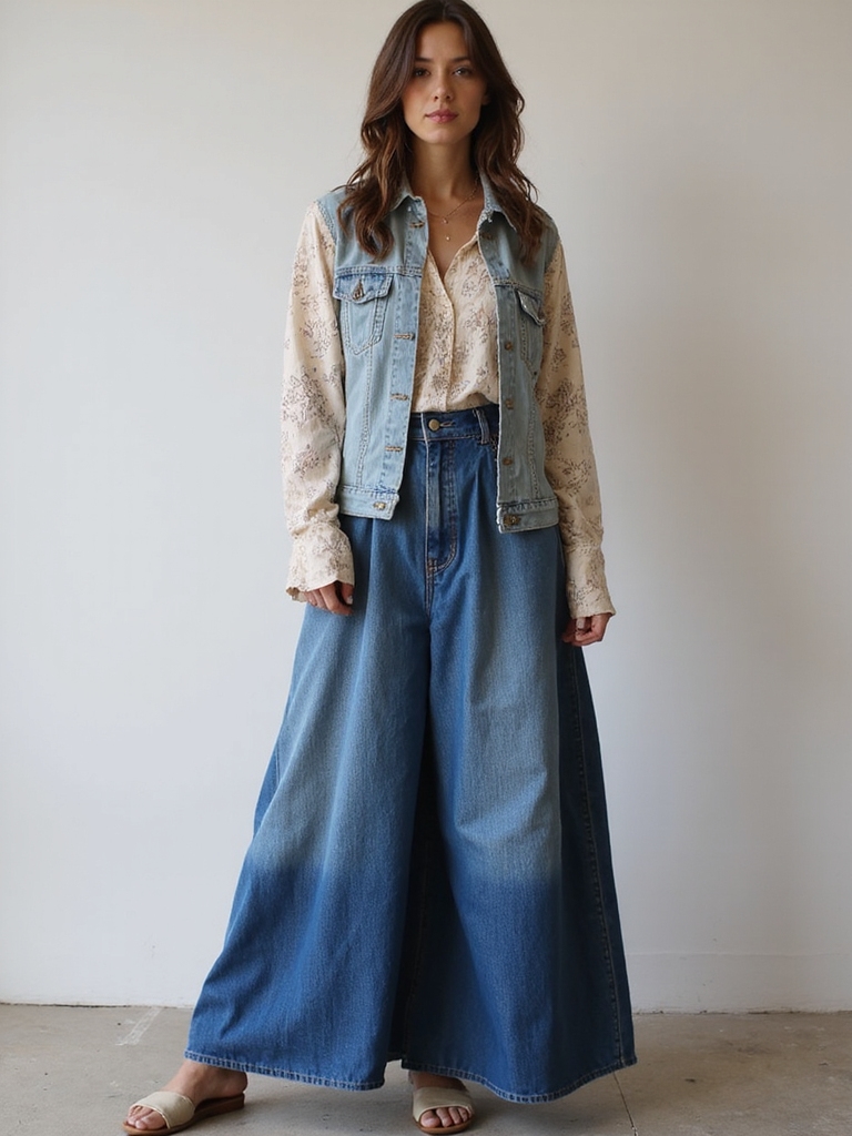layered denim and kimonos