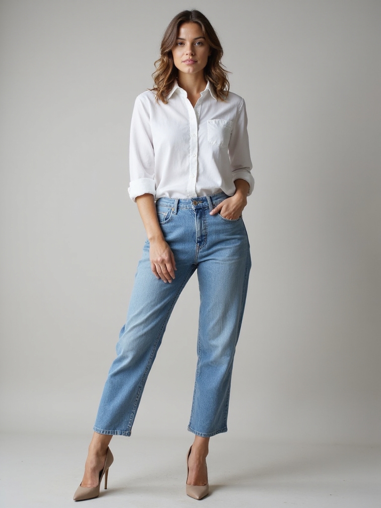 light jeans white shirt