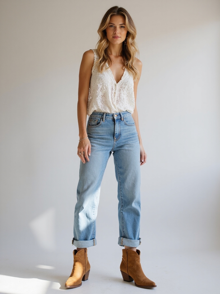 light wash denim boots