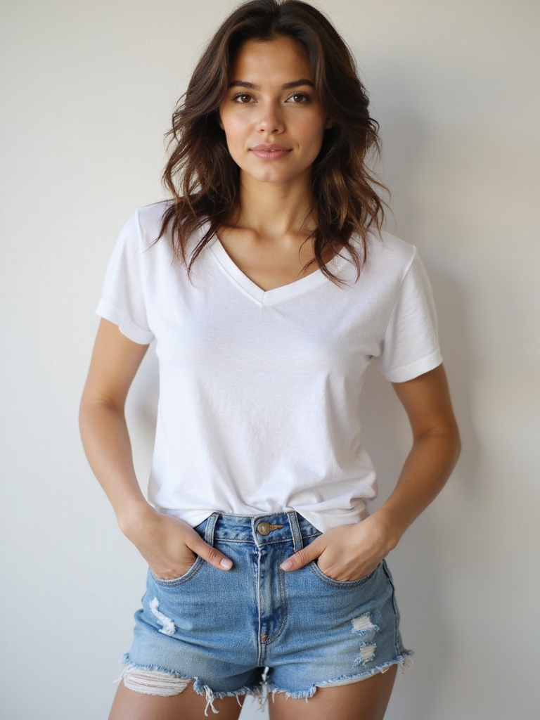lightweight t shirts denim shorts