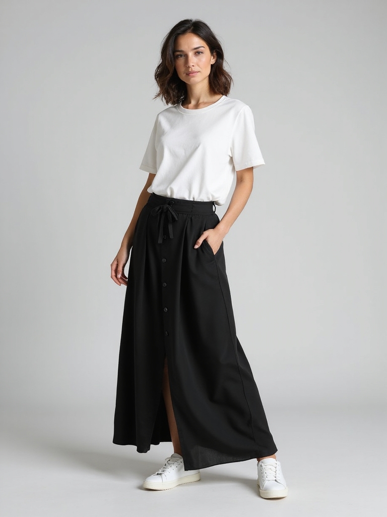 maxi skirts tees sneakers